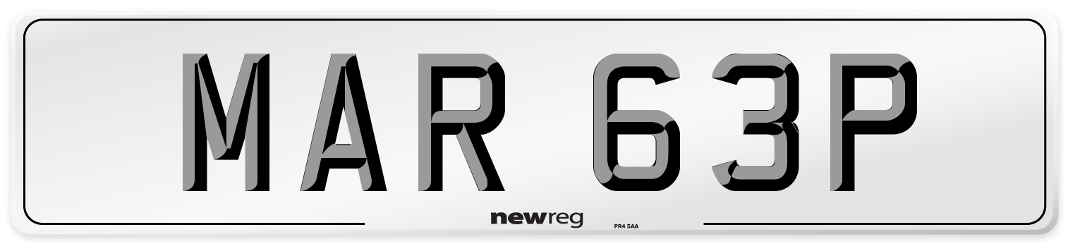 MAR 63P Number Plate from New Reg